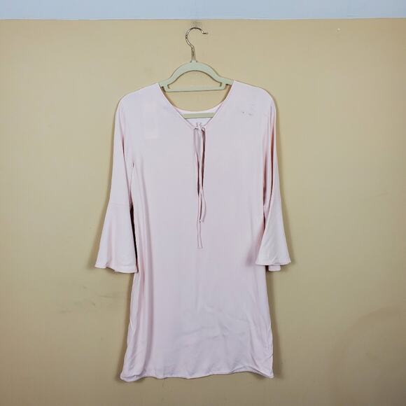 Sandro Wood Trumpet-sleeve Dress in Pink Size S - Picture 4 of 10
